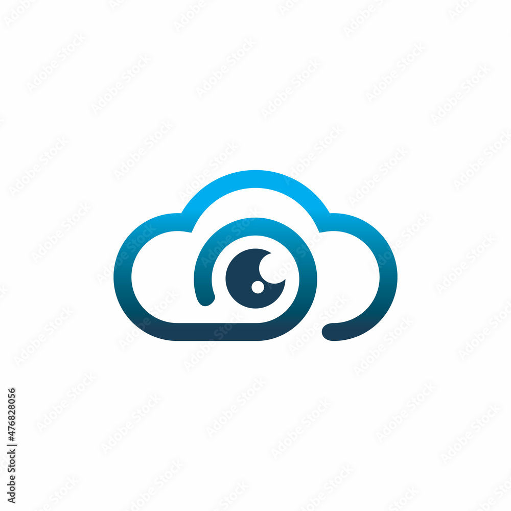 Fototapeta premium blue cloud eye lens color line logo design