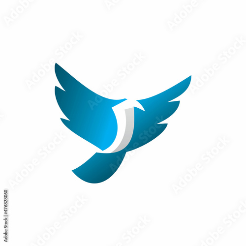 blue flying bird logo deisgn