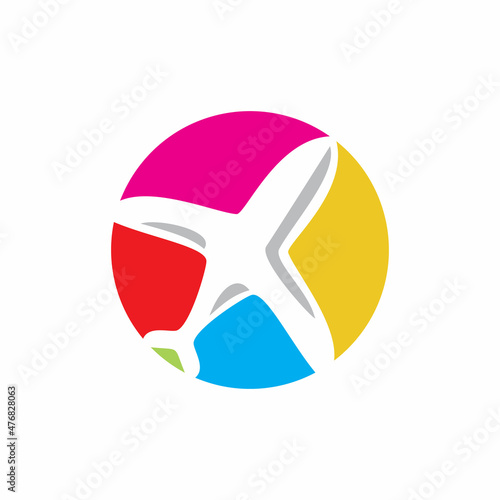 full color aero plane travel logo design