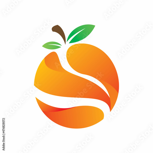nature circle orange fruit logo design