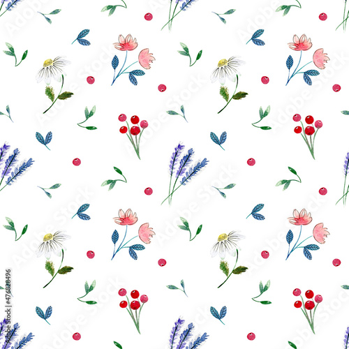 Watercolor seamless pattern, fabric design, wallpaper, wrapping paper, background