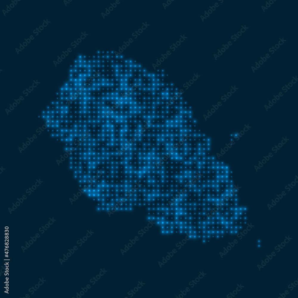 Graciosa dotted glowing map. Shape of the island with blue bright bulbs. Vector illustration.