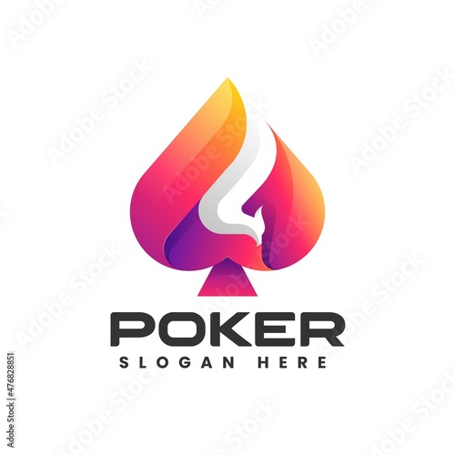 Vector Logo Illustration Poker Gradient Colorful Style.