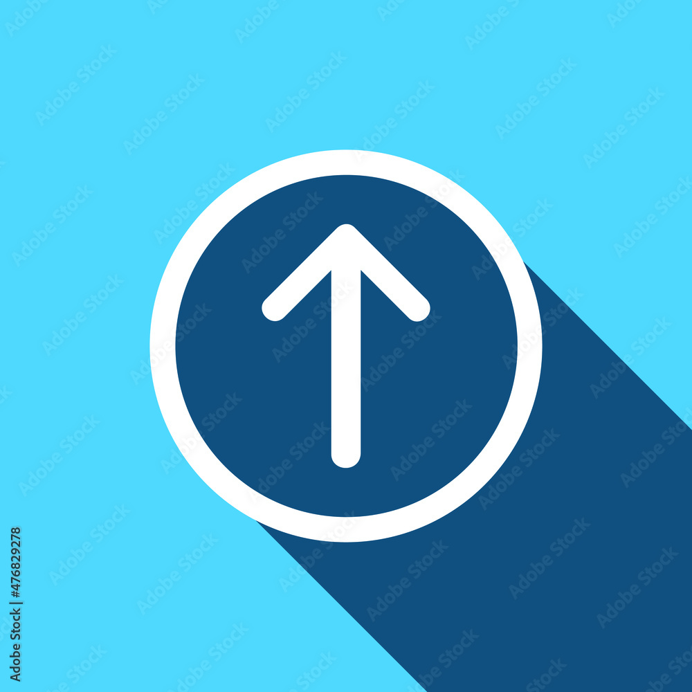 Up Arrow Icon. Up arrow icon sign symbol in circle. Trendy flat style. Up arrow icon illustration isolated on cyan background Up Arrow Icon. Up arrow icon sign symbol in circle. Trendy flat style. Up arrow icon illustration isolated on cyan background