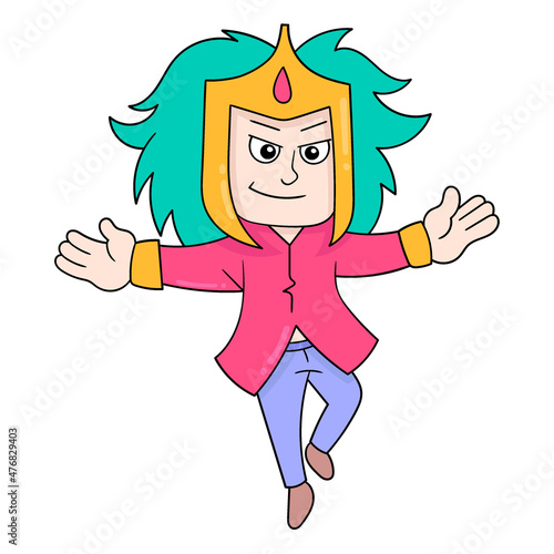 cool style martial arts teacher, doodle icon image kawaii