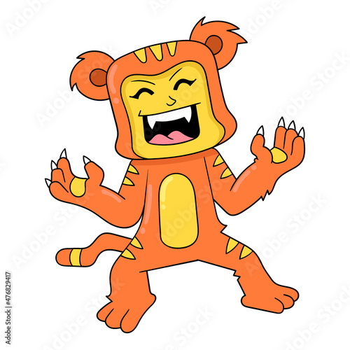 fierce tiger is angry, doodle icon image kawaii