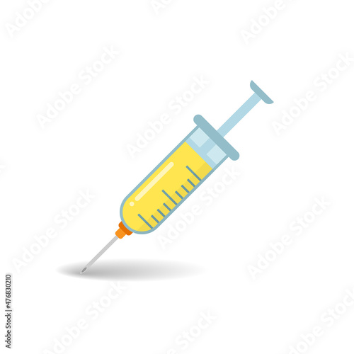 Syringe icon in flat style. Coronavirus vaccine inject vector illustration on isolated background. Covid-19 vaccination sign business concept.