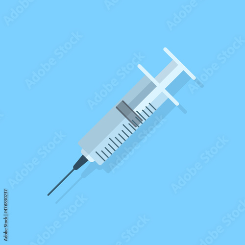 Syringe icon in flat style. Coronavirus vaccine inject vector illustration on isolated background. Covid-19 vaccination sign business concept.