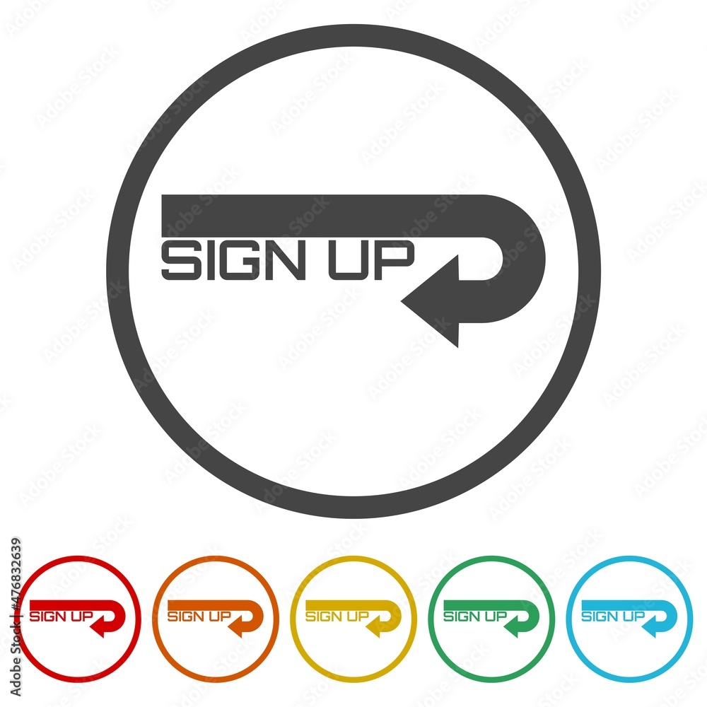 Sign up icon isolated on white background, color set Sign up icon isolated on white background, color set
