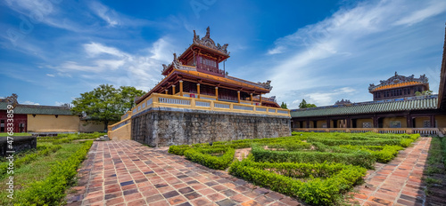 Wonderful view of the Quang Minh palace within the Citadel in Hue, Vietnam. I...
