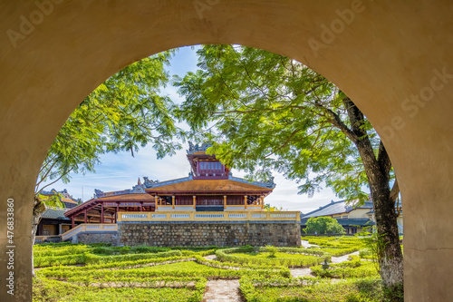 Wonderful view of the Quang Minh palace within the Citadel in Hue, Vietnam. I...