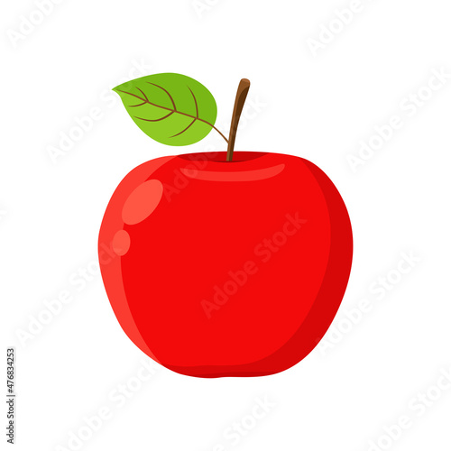 Flat vector of Red apple isolated on white background. Flat illustration graphic icon