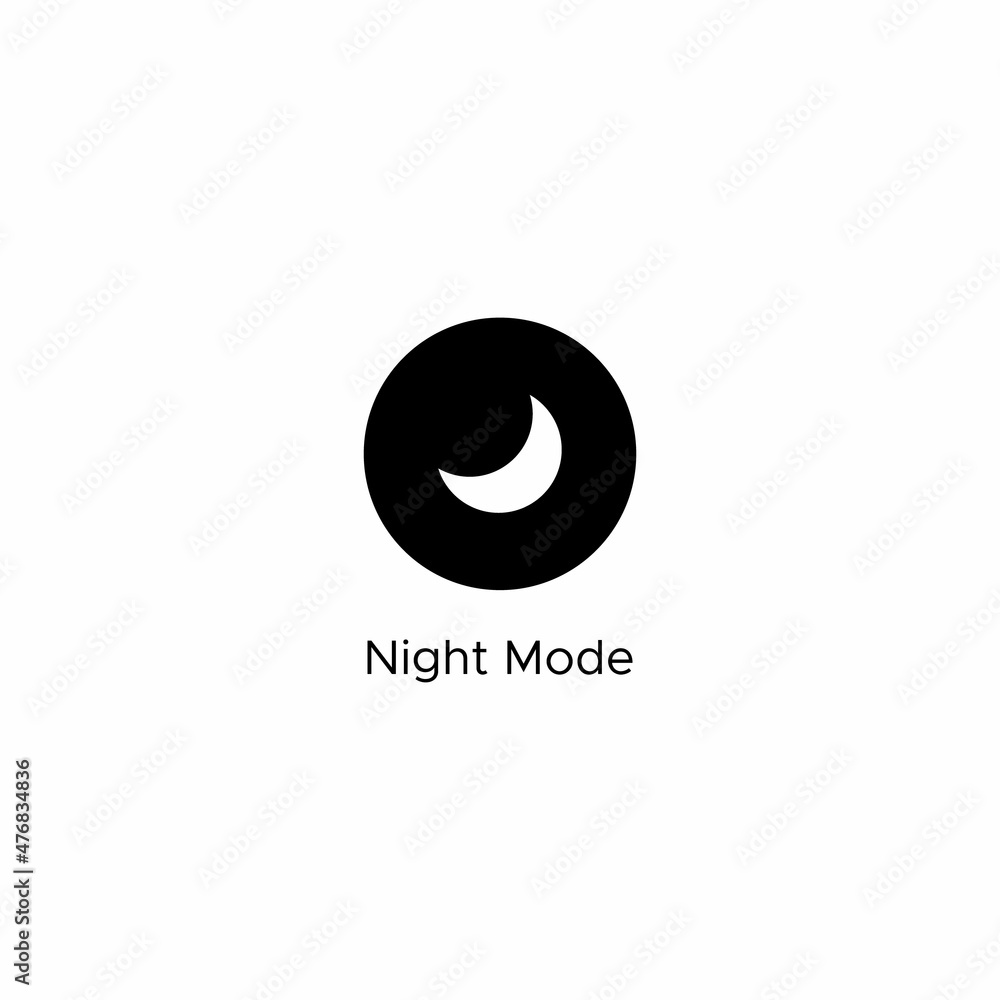 Night Mode Icon Vector. Crescent Moon Sign Symbol Night Mode Icon Vector. Crescent Moon Sign Symbol
