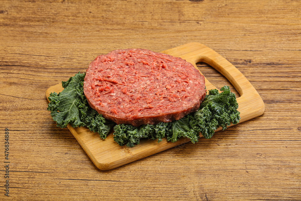 Raw beef burger cutlet for burger Raw beef burger cutlet for burger