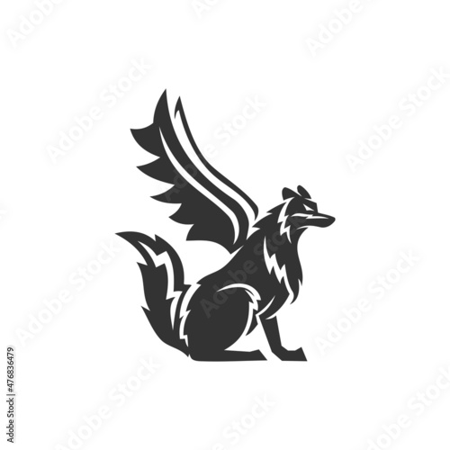 wolf wing Illustration Icon Brand Isolated