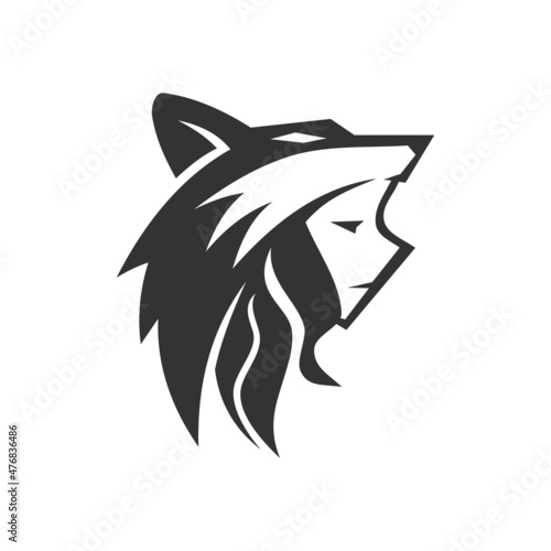 wolf head woman logo Illustration Icon Brand