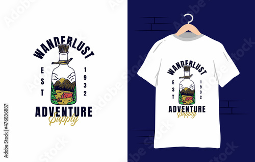 Mountain in bootle view tshirt illustration
