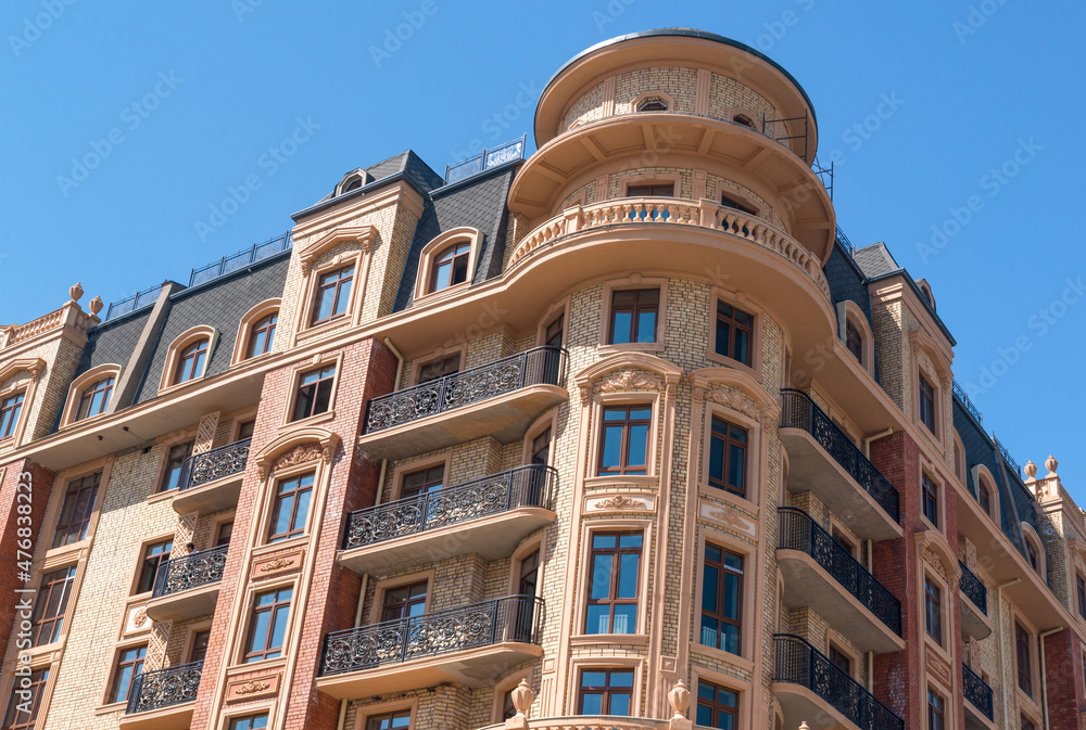 Modern apartment complex design. Panoramic view