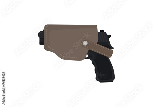 Pistol in a holster isolated on a white background. Vector. photo