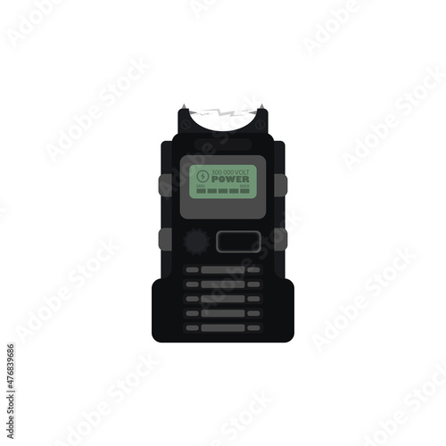 Shocker for protection. Taser is an electric weapon. Item for safety. Working device.