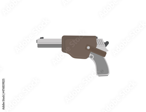 Pistol in a holster isolated on a white background. Vector.