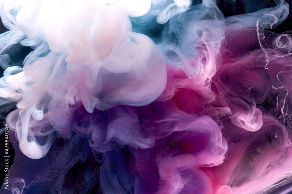 Purple smoke on black ink background, colorful fog, abstract swirling purple ocean sea, acrylic paint pigment underwater Purple smoke on black ink background, colorful fog, abstract swirling purple ocean sea, acrylic paint pigment underwater