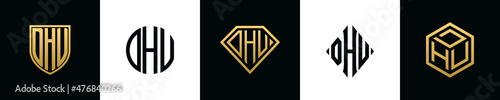 Initial letters DHU logo designs Bundle