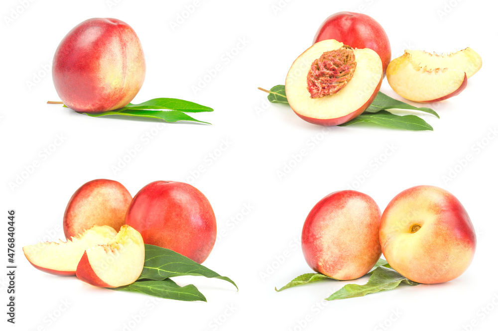 Group of isolated peaches isolated on a white background cutout Group of isolated peaches isolated on a white background cutout