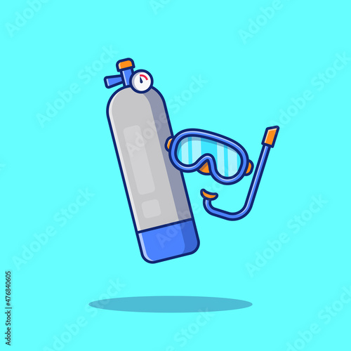 Diving Cartoon Vector Icon Illustration. Sport Diving Icon Concept Isolated Premium Vector. Flat Cartoon Style
