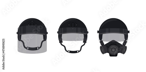 Set Russian spetsnaz steel helmet for tactical military.