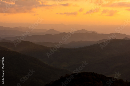 Beautiful scenery, layers of mountains, northern Thailand