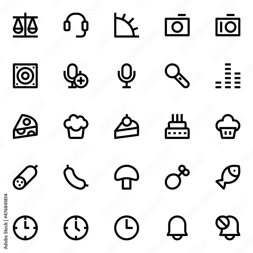 Fototapeta premium Outline icons for user interface.