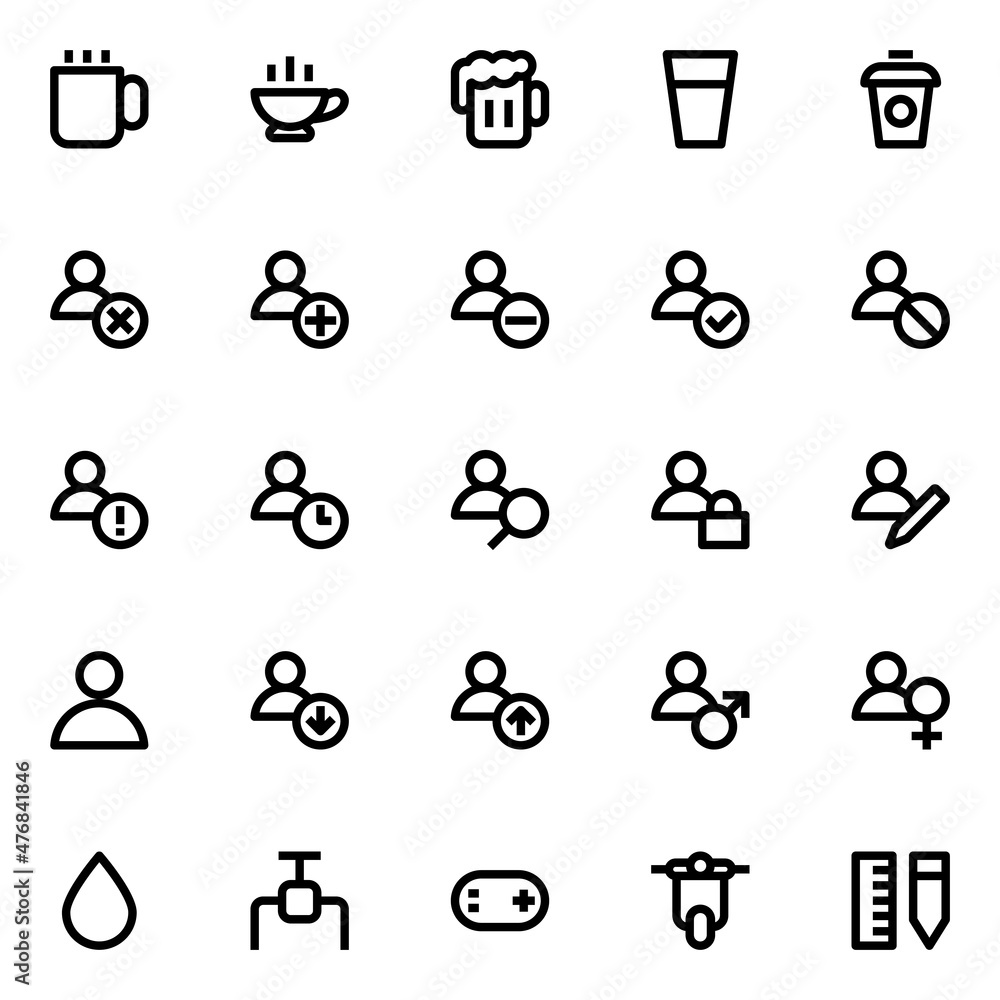 Outline icons for user interface. Outline icons for user interface.