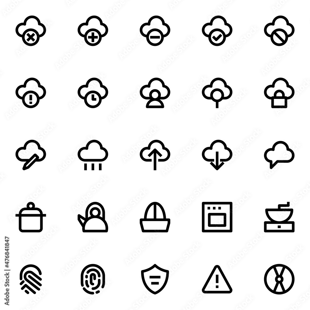 Outline icons for user interface. Outline icons for user interface.