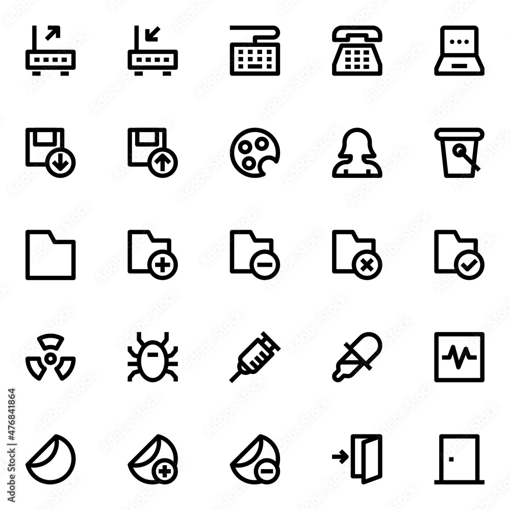 Outline icons for user interface. Outline icons for user interface.