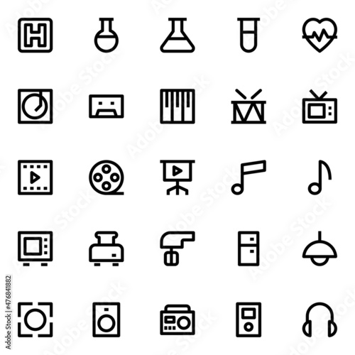 Outline icons for user interface.