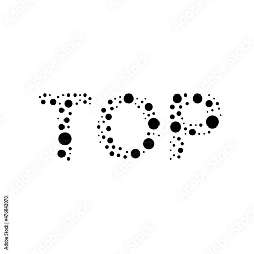 Fototapeta Naklejka Na Ścianę i Meble -  A large top symbol in the center made in pointillism style. The center symbol is filled with black circles of various sizes. Vector illustration on white background