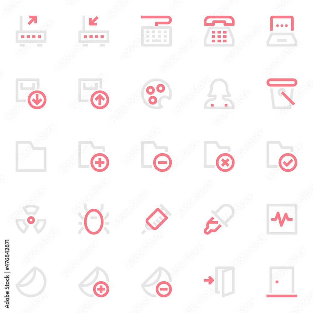 Fototapeta premium Two color outline icons for user interface.