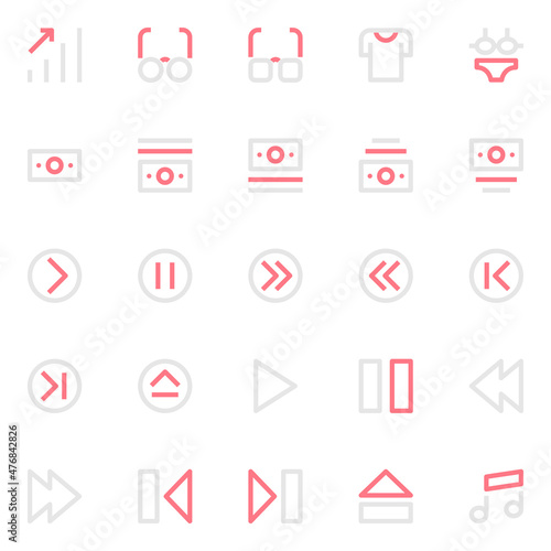 Two color outline icons for user interface.