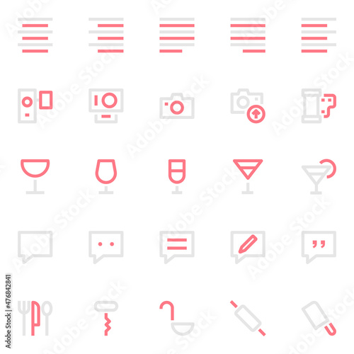 Two color outline icons for user interface.