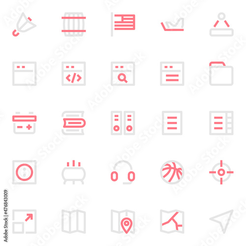 Two color outline icons for user interface.