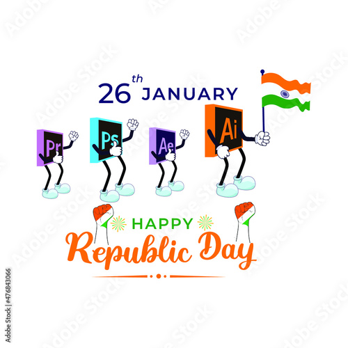 vector illustration of Happy Republic Day of India tricolor background for 26 January