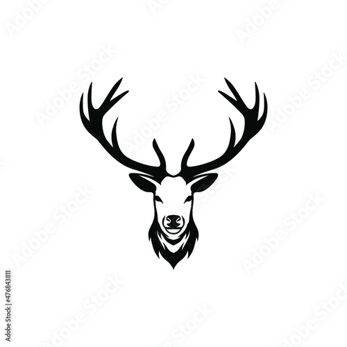 animal head deer with big horn vector