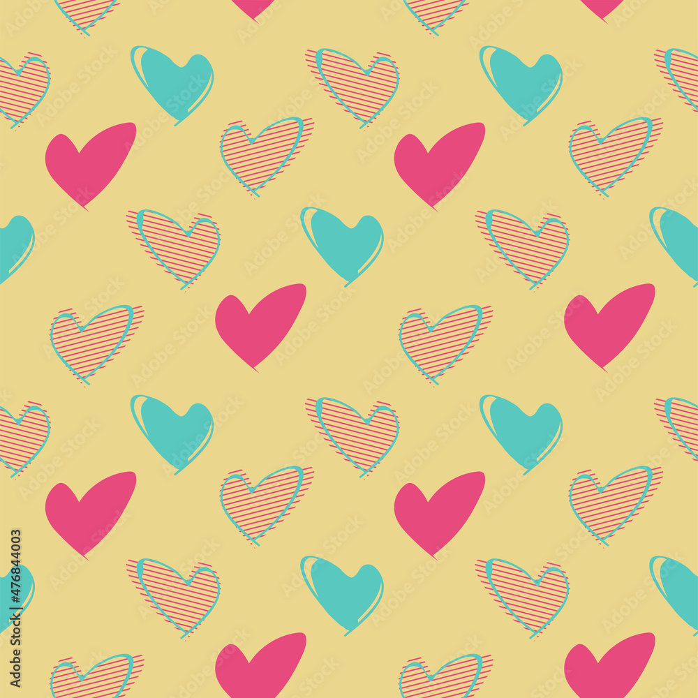 Cute pattern with stylized hearts for Valentine's day and decoration Cute pattern with stylized hearts for Valentine's day and decoration