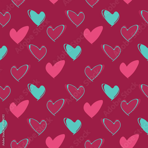 Cute pattern with stylized hearts for Valentine's day and decoration