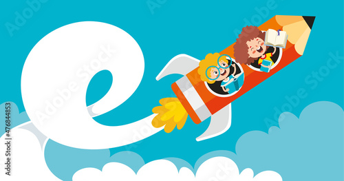 Education Concept With Cartoon Character