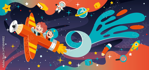 Education Concept With Cartoon Character