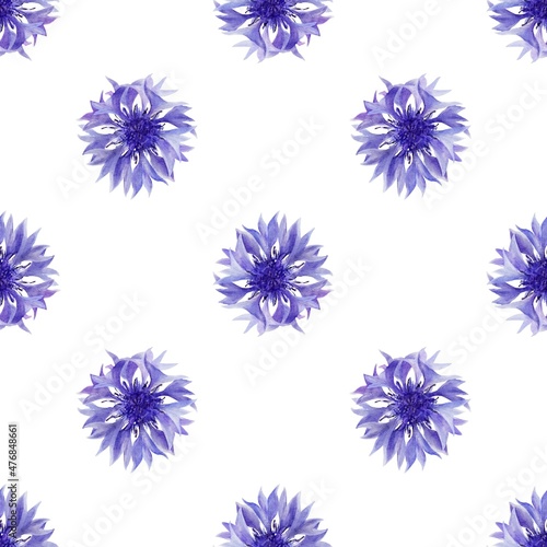 Seamless pattern with very peri flowers isolated on white