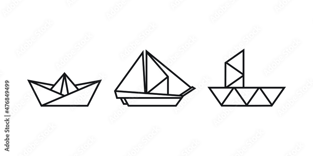 origami style illustration of boats. abstract geometric outline drawing for icon, logo, element, etc. uncolored vector element design. origami style illustration of boats. abstract geometric outline drawing for icon, logo, element, etc. uncolored vector element design.