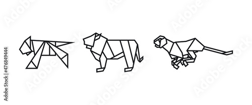 origami style illustration of the beast. abstract geometric outline drawing for icon, logo, element, etc. uncolored vector element design.